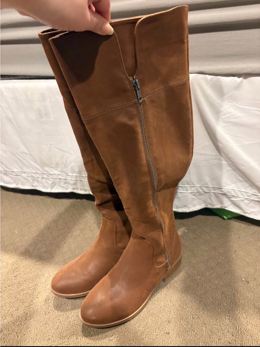 Francesca's Mia Tan Over-the-Knee Zip Riding Boots